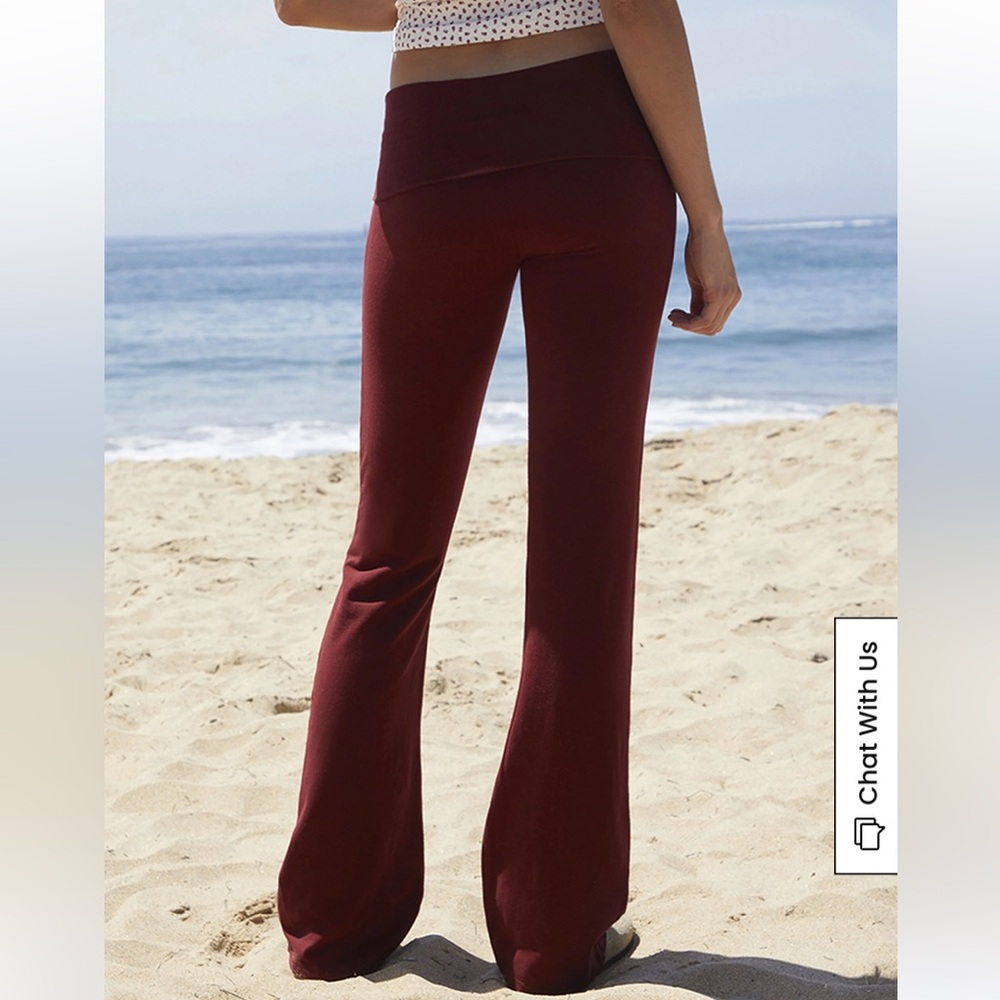 NWOT Brandy John Galt Burgundy Priscilla Flare Yoga Pants - Picture 3 of 6